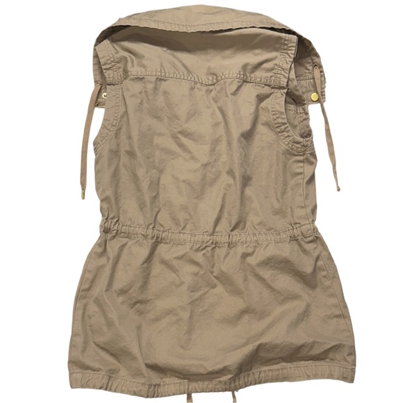 Y2K DYNAMITE women's tan casual cargo vest with gold hardware, S. - Picture 3 of 5